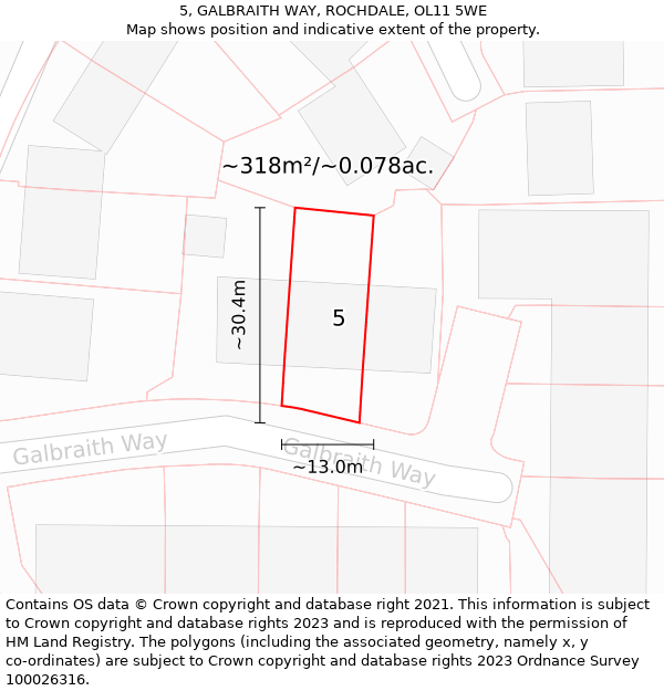 5, GALBRAITH WAY, ROCHDALE, OL11 5WE: Plot and title map