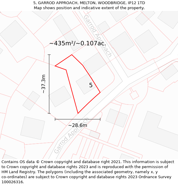 5, GARROD APPROACH, MELTON, WOODBRIDGE, IP12 1TD: Plot and title map