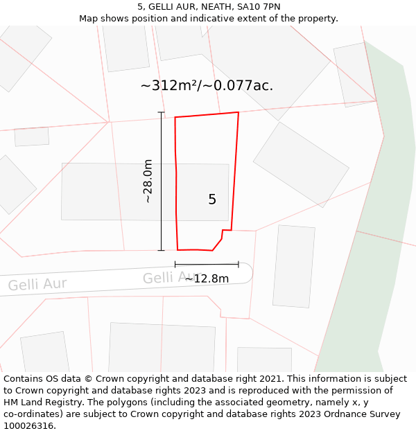 5, GELLI AUR, NEATH, SA10 7PN: Plot and title map