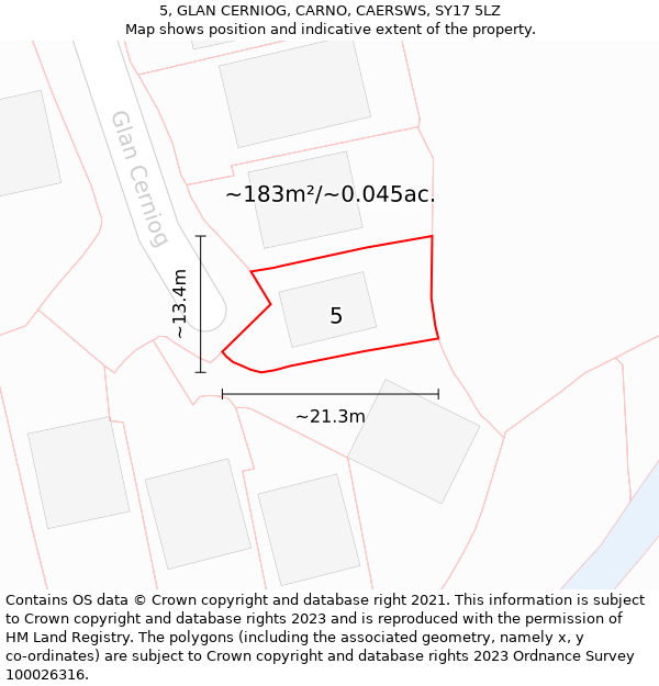 5, GLAN CERNIOG, CARNO, CAERSWS, SY17 5LZ: Plot and title map