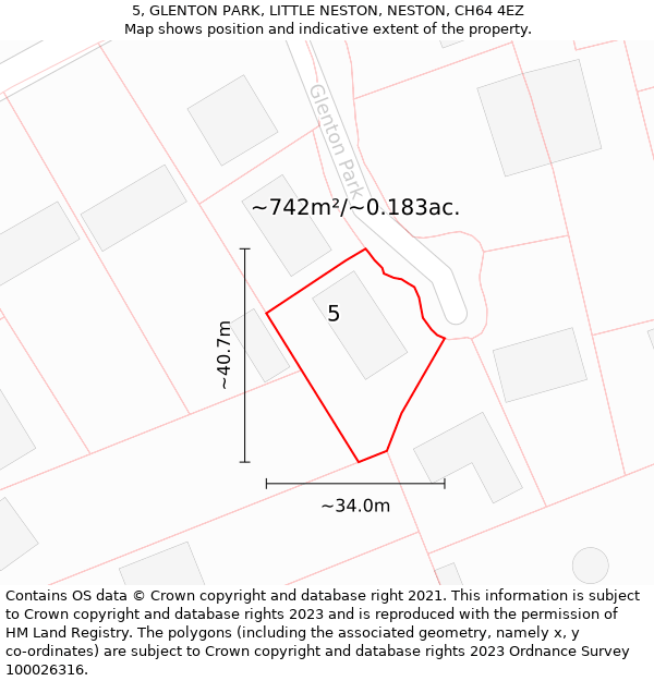 5, GLENTON PARK, LITTLE NESTON, NESTON, CH64 4EZ: Plot and title map