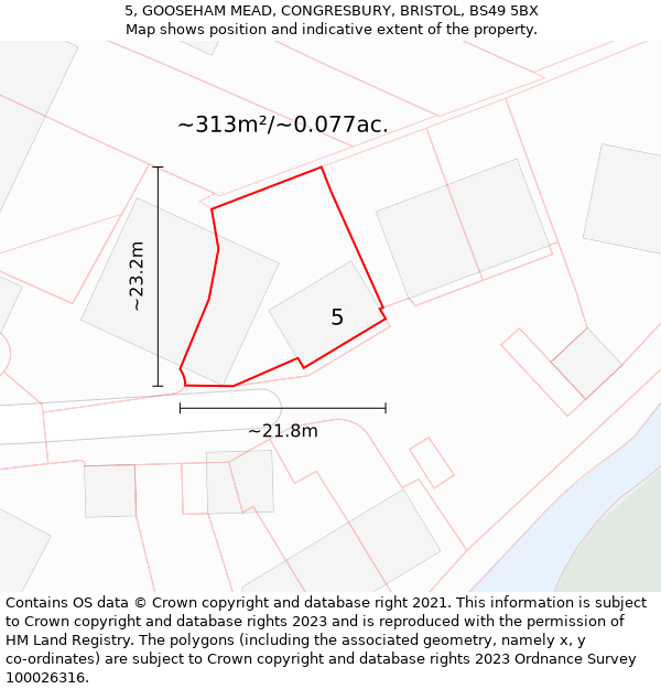 5, GOOSEHAM MEAD, CONGRESBURY, BRISTOL, BS49 5BX: Plot and title map