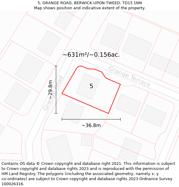 5, GRANGE ROAD, BERWICK-UPON-TWEED, TD15 1NN: Plot and title map