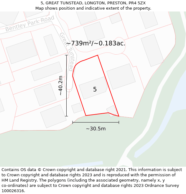 5, GREAT TUNSTEAD, LONGTON, PRESTON, PR4 5ZX: Plot and title map