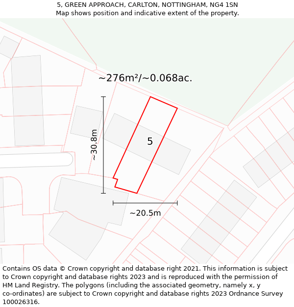 5, GREEN APPROACH, CARLTON, NOTTINGHAM, NG4 1SN: Plot and title map