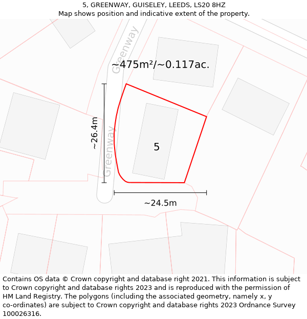 5, GREENWAY, GUISELEY, LEEDS, LS20 8HZ: Plot and title map