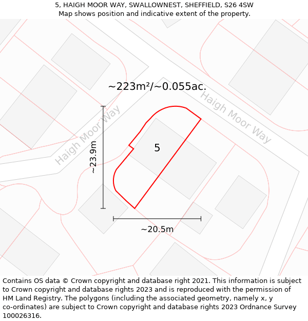 5, HAIGH MOOR WAY, SWALLOWNEST, SHEFFIELD, S26 4SW: Plot and title map