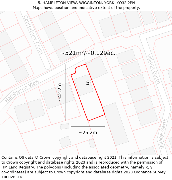 5, HAMBLETON VIEW, WIGGINTON, YORK, YO32 2PN: Plot and title map