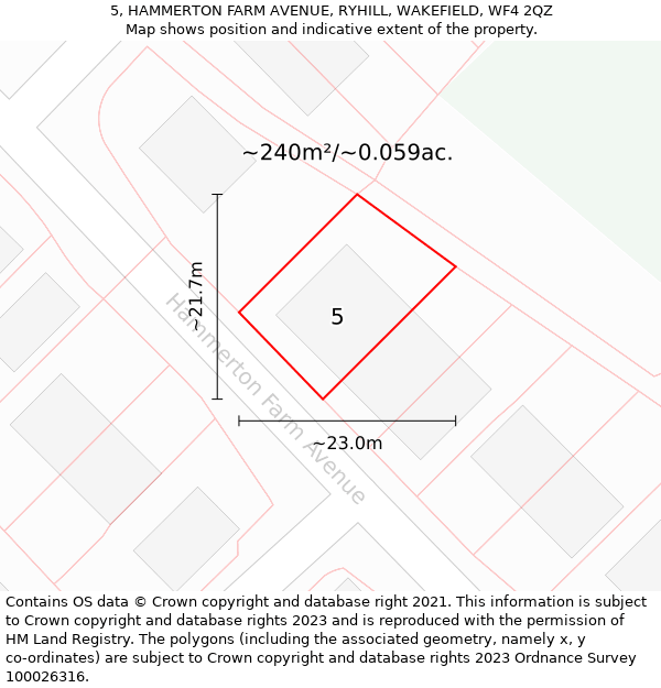 5, HAMMERTON FARM AVENUE, RYHILL, WAKEFIELD, WF4 2QZ: Plot and title map