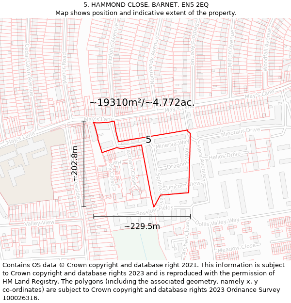 5, HAMMOND CLOSE, BARNET, EN5 2EQ: Plot and title map