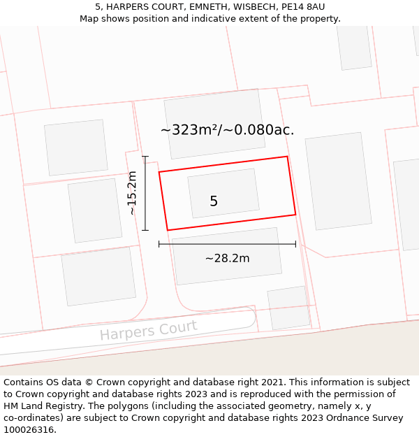 5, HARPERS COURT, EMNETH, WISBECH, PE14 8AU: Plot and title map