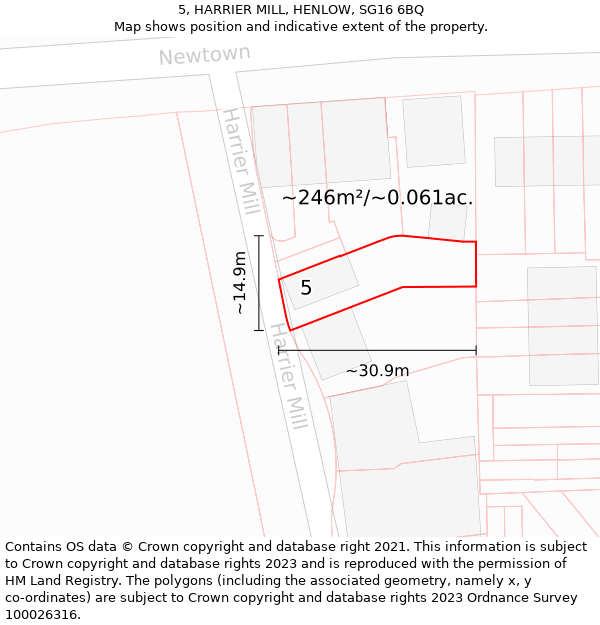 5, HARRIER MILL, HENLOW, SG16 6BQ: Plot and title map