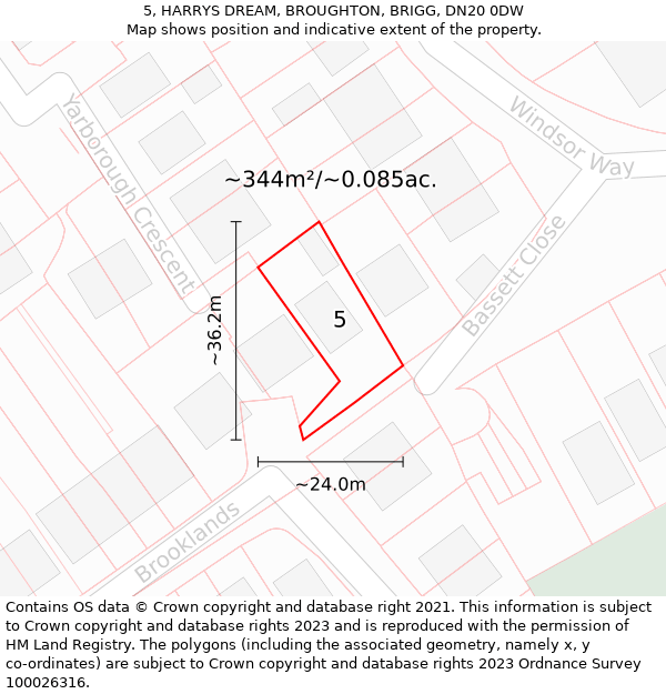 5, HARRYS DREAM, BROUGHTON, BRIGG, DN20 0DW: Plot and title map