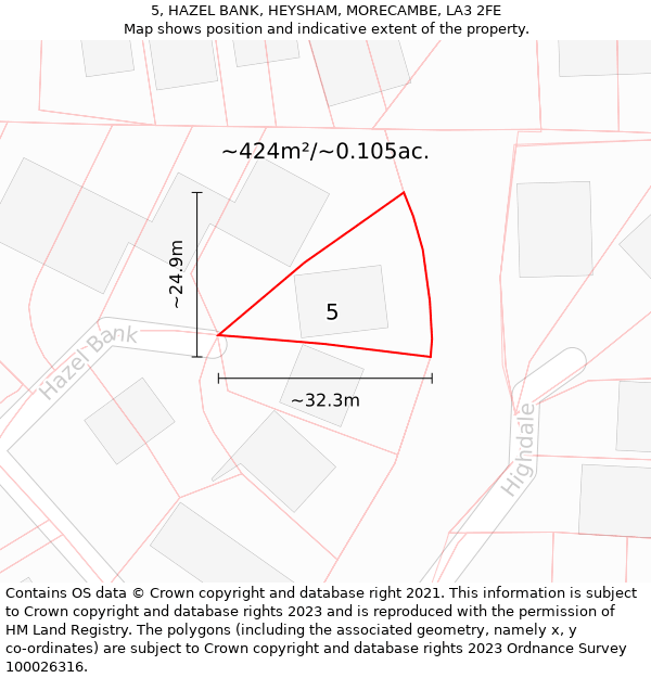 5, HAZEL BANK, HEYSHAM, MORECAMBE, LA3 2FE: Plot and title map