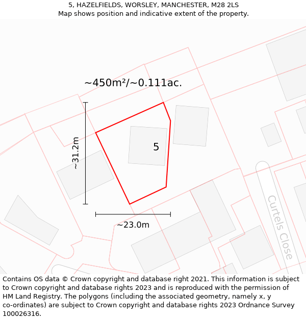 5, HAZELFIELDS, WORSLEY, MANCHESTER, M28 2LS: Plot and title map