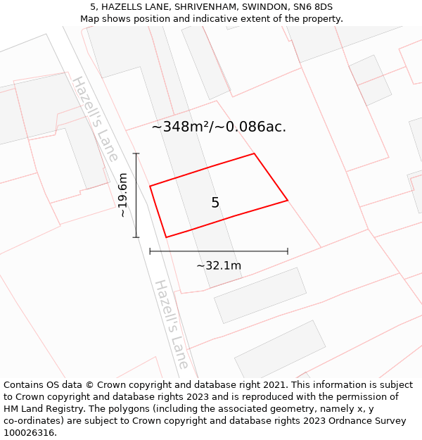 5, HAZELLS LANE, SHRIVENHAM, SWINDON, SN6 8DS: Plot and title map