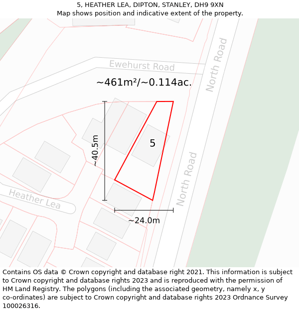 5, HEATHER LEA, DIPTON, STANLEY, DH9 9XN: Plot and title map