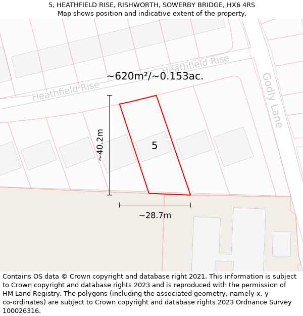 5, HEATHFIELD RISE, RISHWORTH, SOWERBY BRIDGE, HX6 4RS: Plot and title map