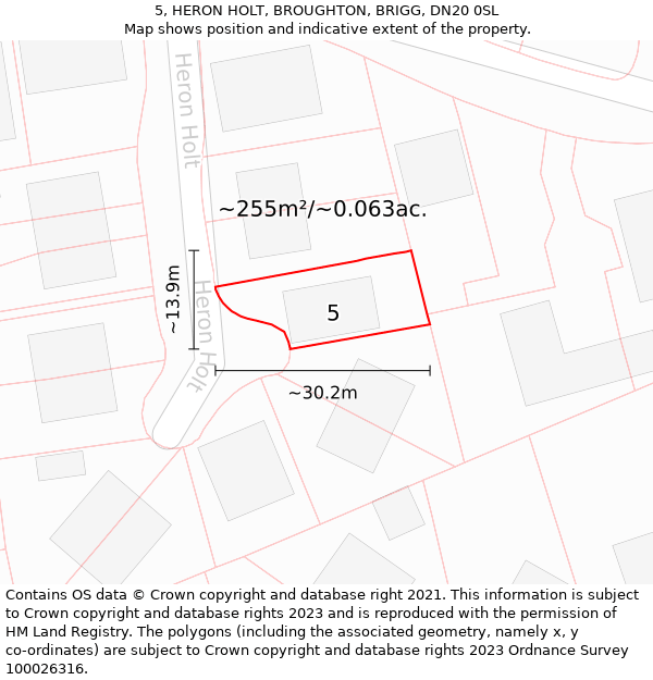 5, HERON HOLT, BROUGHTON, BRIGG, DN20 0SL: Plot and title map