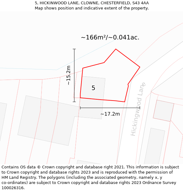 5, HICKINWOOD LANE, CLOWNE, CHESTERFIELD, S43 4AA: Plot and title map
