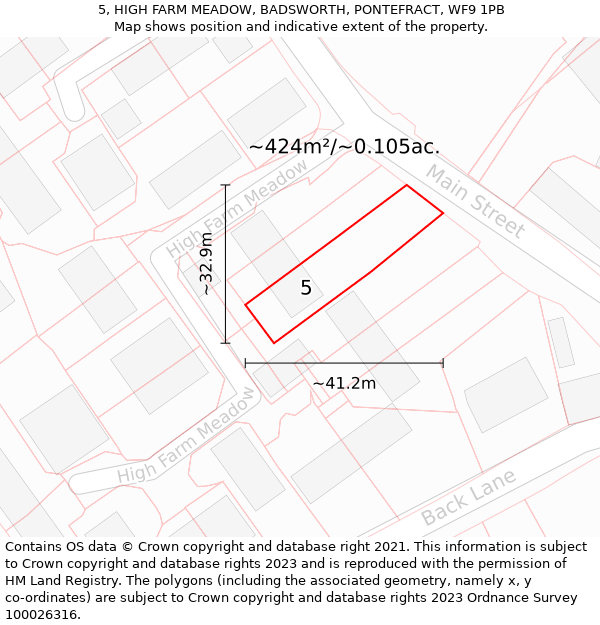 5, HIGH FARM MEADOW, BADSWORTH, PONTEFRACT, WF9 1PB: Plot and title map