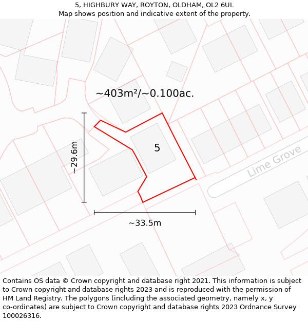 5, HIGHBURY WAY, ROYTON, OLDHAM, OL2 6UL: Plot and title map