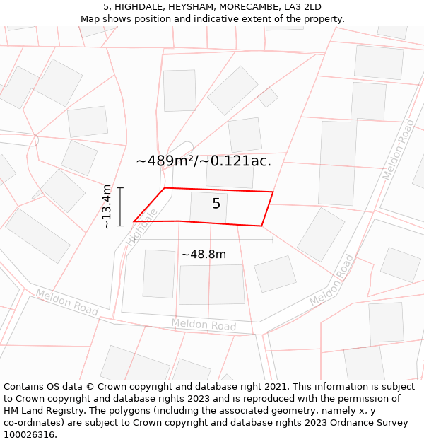 5, HIGHDALE, HEYSHAM, MORECAMBE, LA3 2LD: Plot and title map