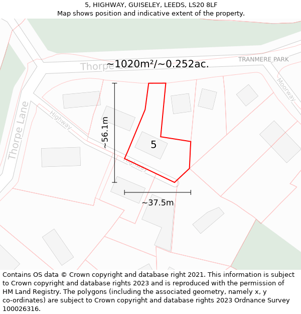 5, HIGHWAY, GUISELEY, LEEDS, LS20 8LF: Plot and title map