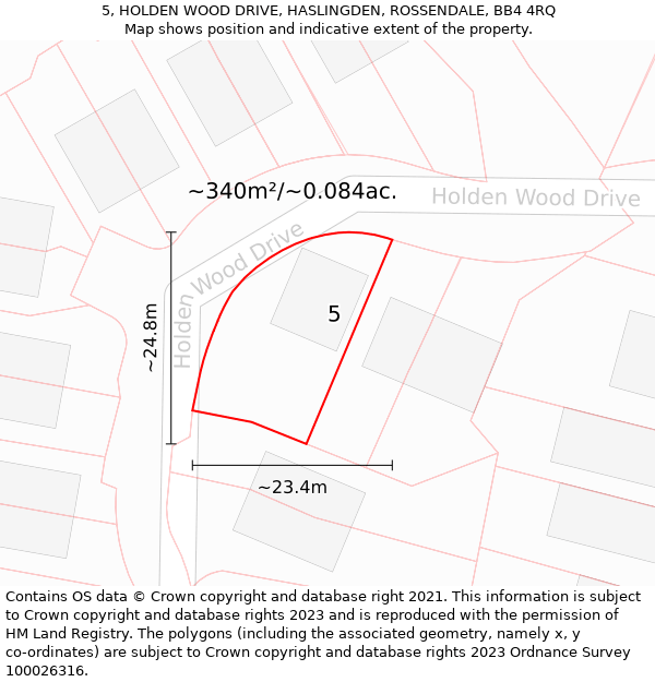 5, HOLDEN WOOD DRIVE, HASLINGDEN, ROSSENDALE, BB4 4RQ: Plot and title map