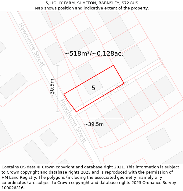 5, HOLLY FARM, SHAFTON, BARNSLEY, S72 8US: Plot and title map