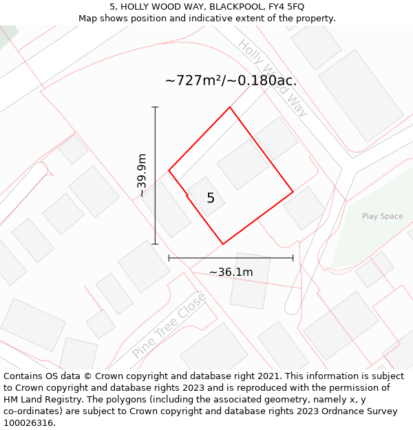 5, HOLLY WOOD WAY, BLACKPOOL, FY4 5FQ: Plot and title map