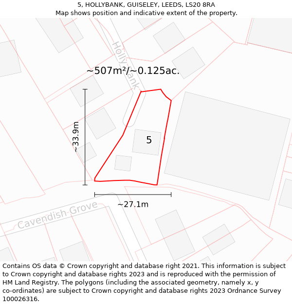 5, HOLLYBANK, GUISELEY, LEEDS, LS20 8RA: Plot and title map