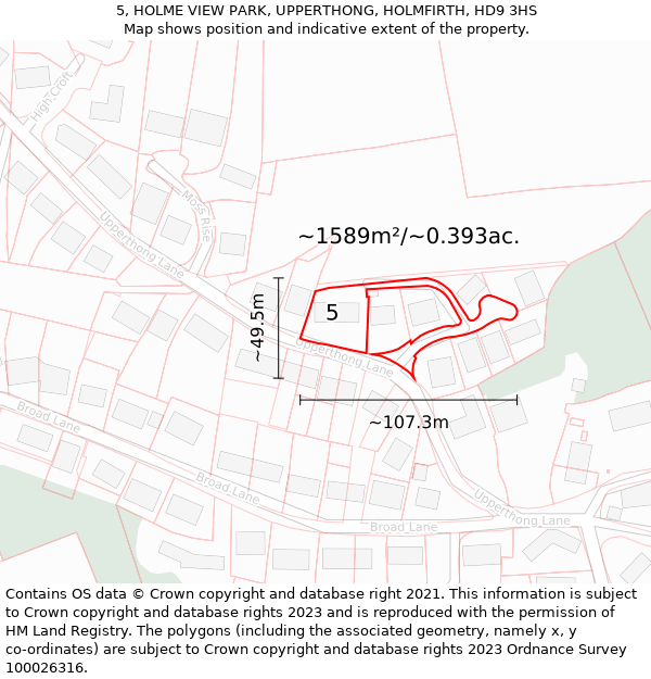 5, HOLME VIEW PARK, UPPERTHONG, HOLMFIRTH, HD9 3HS: Plot and title map