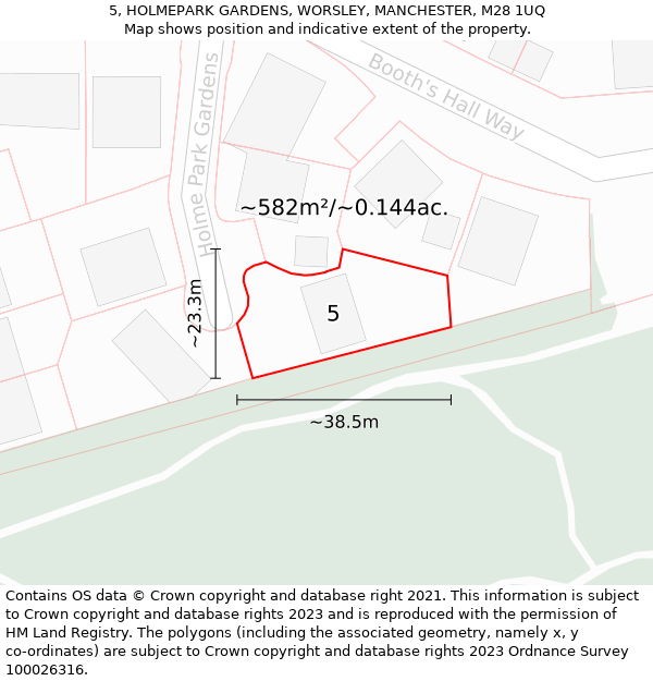 5, HOLMEPARK GARDENS, WORSLEY, MANCHESTER, M28 1UQ: Plot and title map