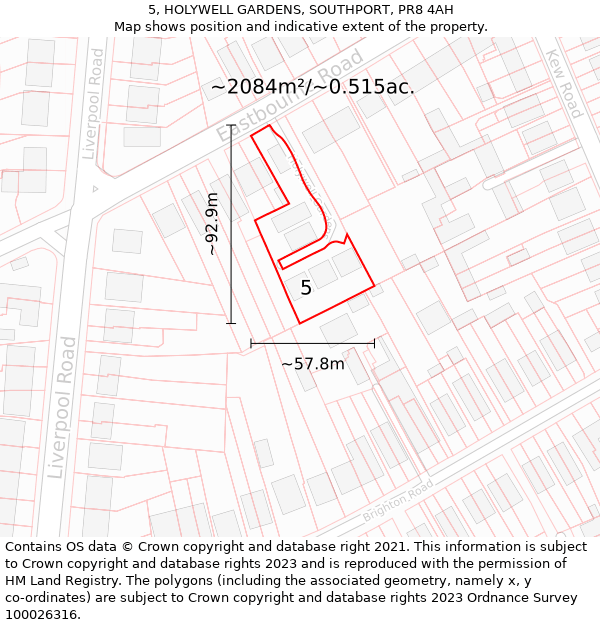 5, HOLYWELL GARDENS, SOUTHPORT, PR8 4AH: Plot and title map