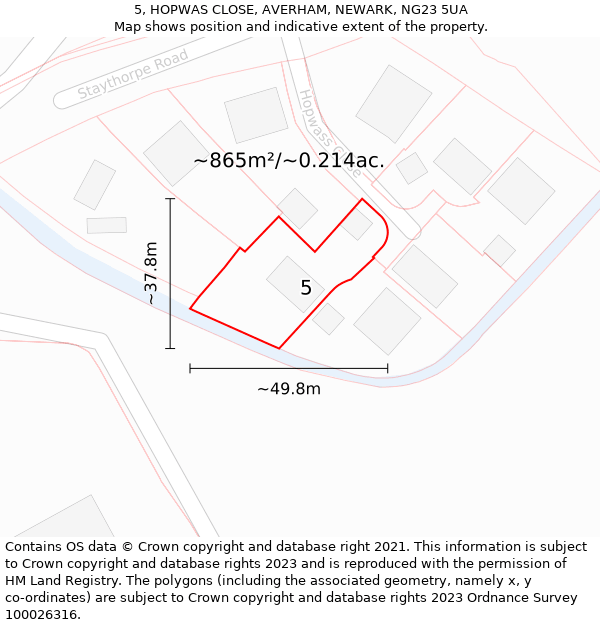 5, HOPWAS CLOSE, AVERHAM, NEWARK, NG23 5UA: Plot and title map