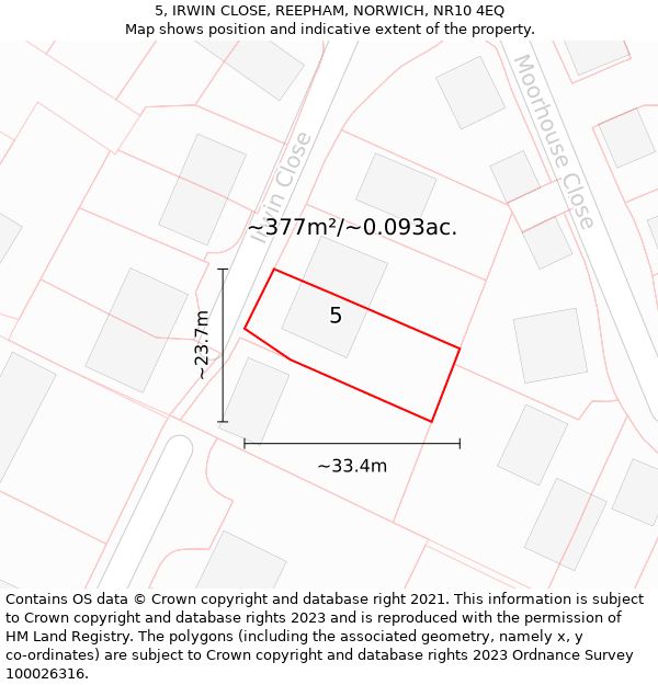 5, IRWIN CLOSE, REEPHAM, NORWICH, NR10 4EQ: Plot and title map