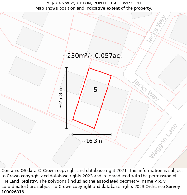 5, JACKS WAY, UPTON, PONTEFRACT, WF9 1PH: Plot and title map