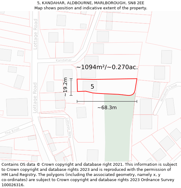 5, KANDAHAR, ALDBOURNE, MARLBOROUGH, SN8 2EE: Plot and title map