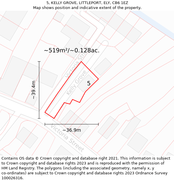 5, KELLY GROVE, LITTLEPORT, ELY, CB6 1EZ: Plot and title map