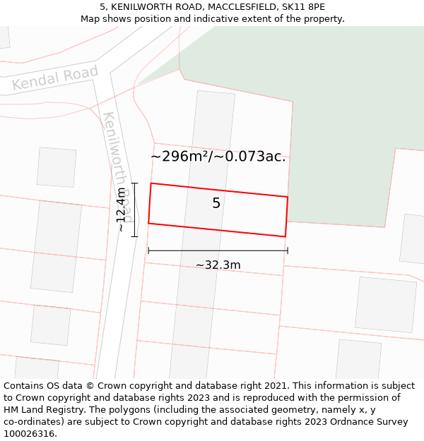 5, KENILWORTH ROAD, MACCLESFIELD, SK11 8PE: Plot and title map