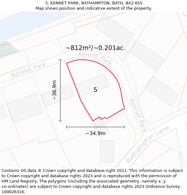 5, KENNET PARK, BATHAMPTON, BATH, BA2 6SS: Plot and title map