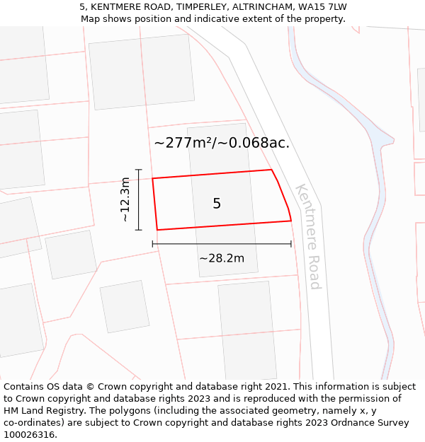 5, KENTMERE ROAD, TIMPERLEY, ALTRINCHAM, WA15 7LW: Plot and title map