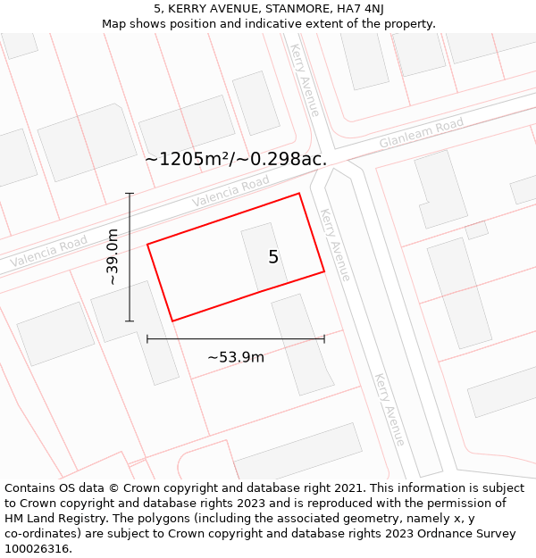 5, KERRY AVENUE, STANMORE, HA7 4NJ: Plot and title map