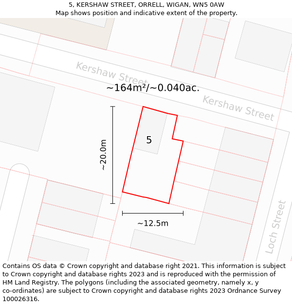 5, KERSHAW STREET, ORRELL, WIGAN, WN5 0AW: Plot and title map