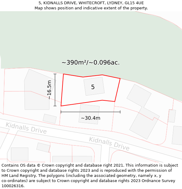 5, KIDNALLS DRIVE, WHITECROFT, LYDNEY, GL15 4UE: Plot and title map