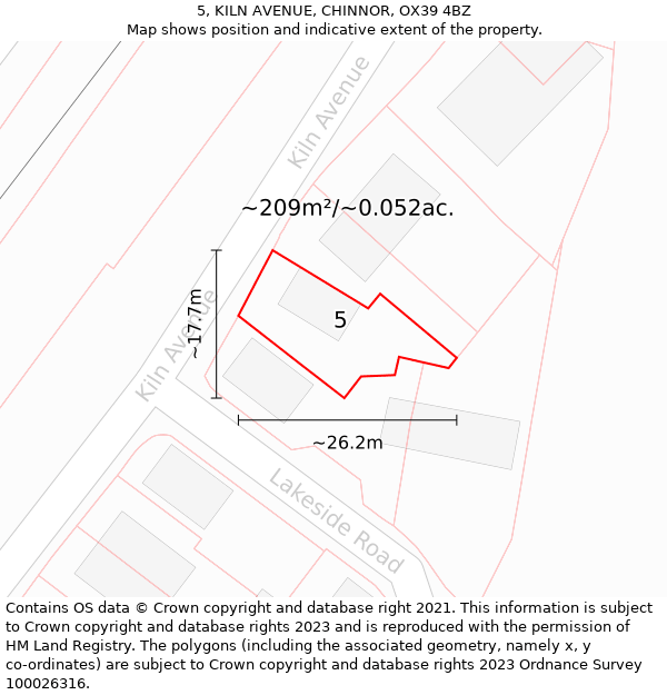 5, KILN AVENUE, CHINNOR, OX39 4BZ: Plot and title map