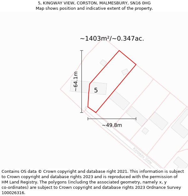 5, KINGWAY VIEW, CORSTON, MALMESBURY, SN16 0HG: Plot and title map