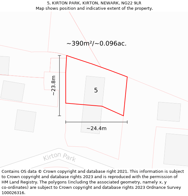 5, KIRTON PARK, KIRTON, NEWARK, NG22 9LR: Plot and title map