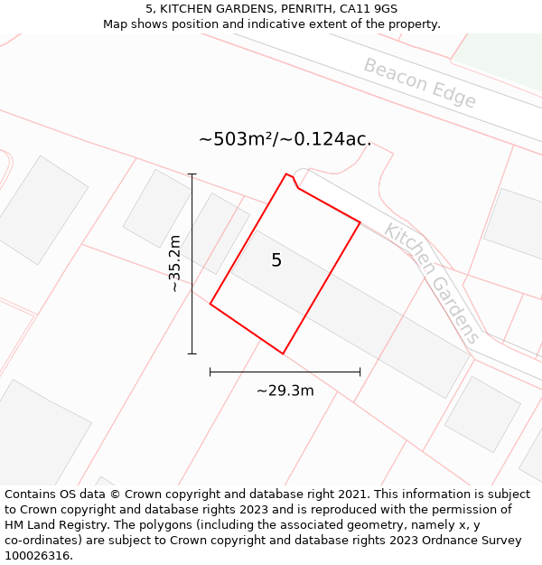 5, KITCHEN GARDENS, PENRITH, CA11 9GS: Plot and title map